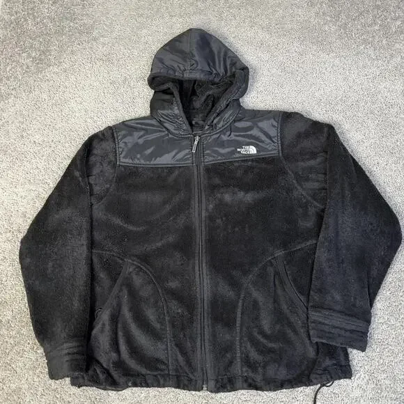The North Face Jacket Womens XL Black Hooded Fleece Full Zip Pockets Outdoor - Picture 2 of 15